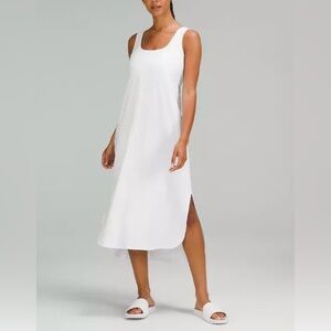 LULULEMON Pima Cotton Open-Back Midi Dress White sz 12 NEW Women's Athleisure
